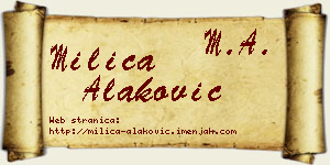 Milica Alaković vizit kartica